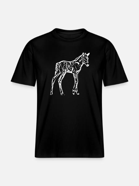 Pferd weiß, Fohlen - RELAXED FIT Unisex Organic T-Shirt - Schwarz