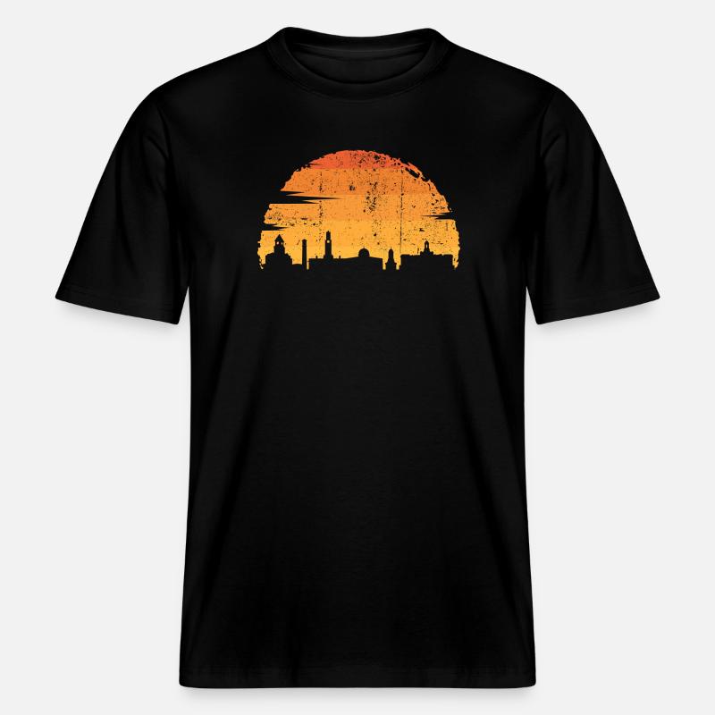 Silhouette d’horizon du coucher de soleil -  T-shirt unisexe RELAXED FIT en coton bio - noir