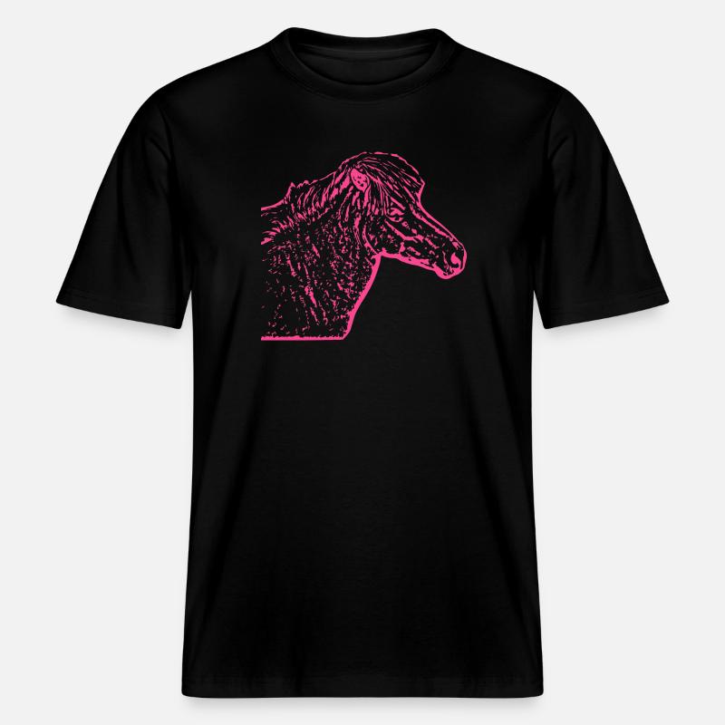 Pferd rosa pink -  RELAXED FIT Unisex Organic T-Shirt - Schwarz