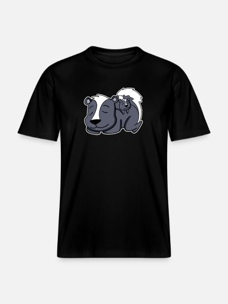 Skunk Family - Skunk with Baby - RELAXED FIT Unisex Organic T-Shirt - black