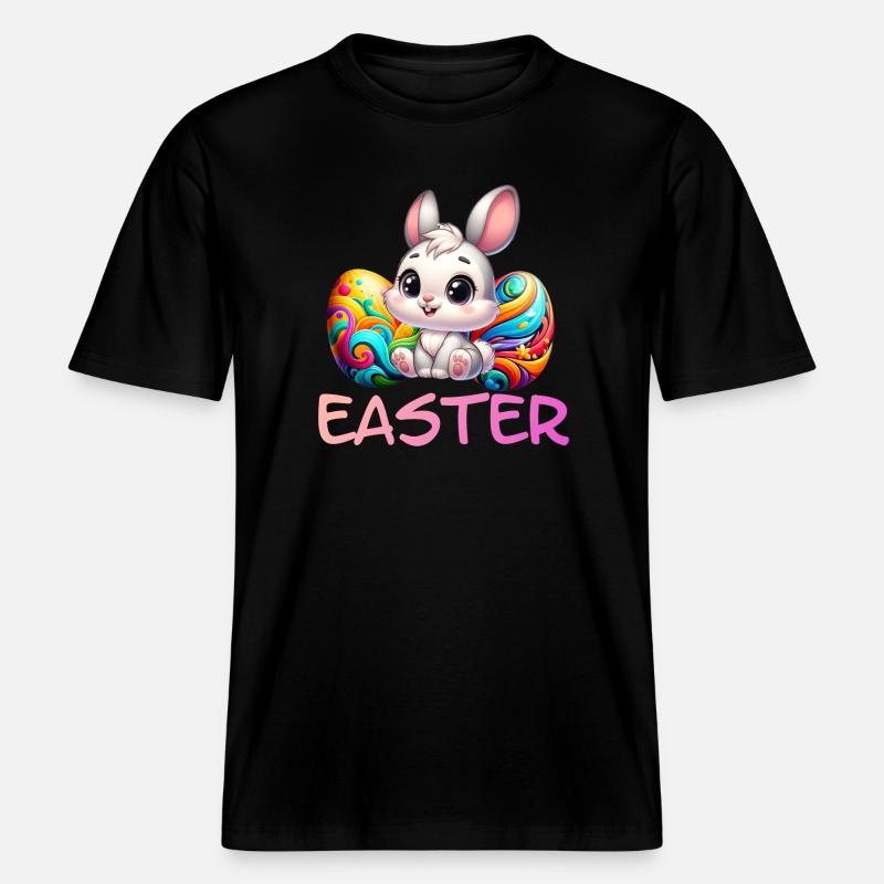 Easter Bunny with Easter Eggs -  RELAXED FIT Unisex Organic T-Shirt - black