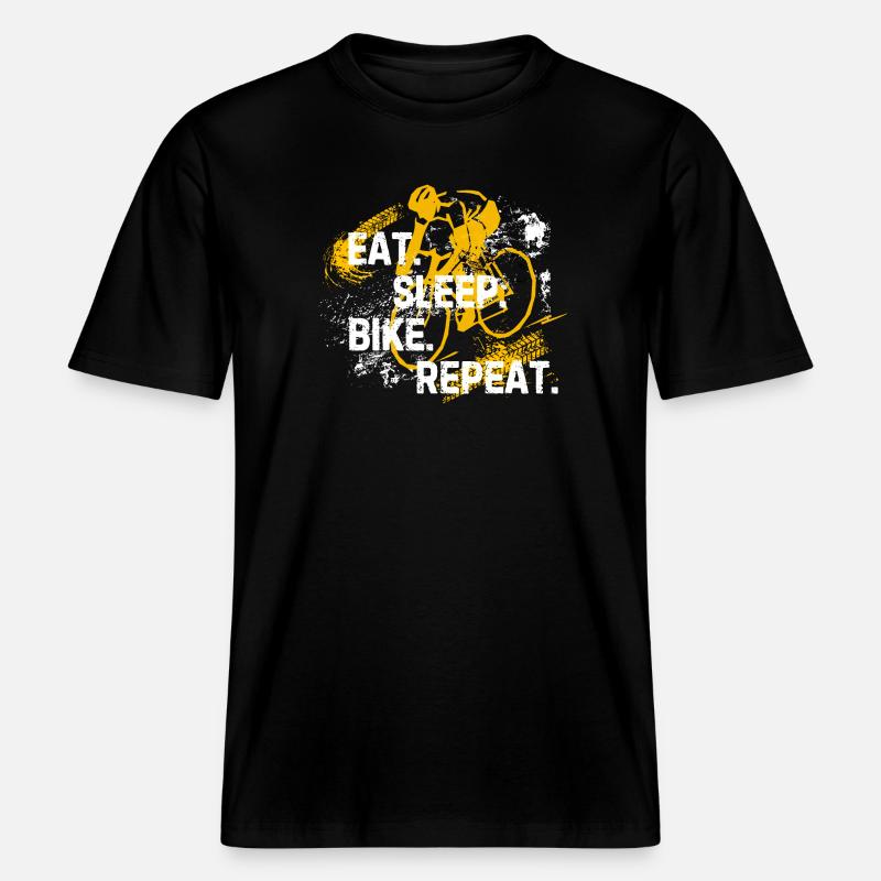 Manger Dormir Vélo Répéter - T-shirt unisexe RELAXED FIT en coton bio - noir