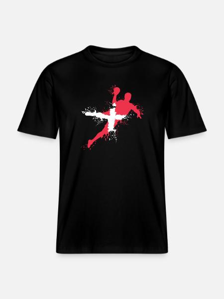 Handball Team Dänemark Handballer Symbol Wurf icon - RELAXED FIT Unisex Organic T-Shirt - Schwarz