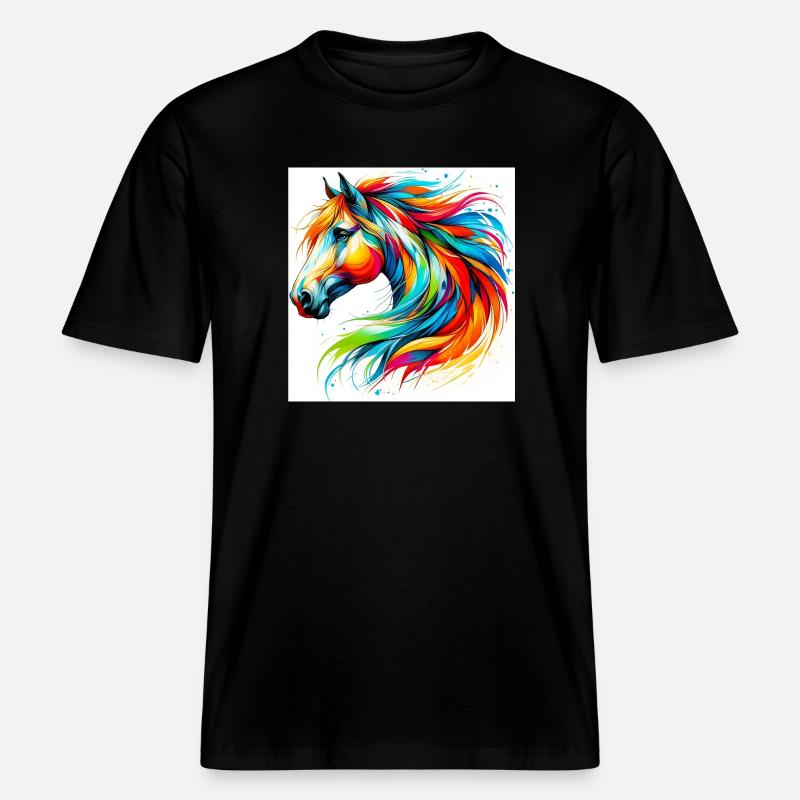 Pferd -  RELAXED FIT Unisex Organic T-Shirt - Schwarz