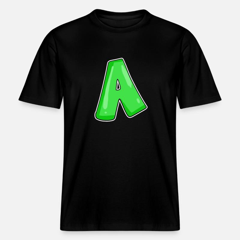 Buchstabe A Anfangsbuchstabe -  RELAXED FIT Unisex Organic T-Shirt - Schwarz