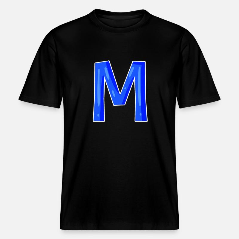 Lettre M - Lettre initiale M -  T-shirt unisexe RELAXED FIT en coton bio - noir