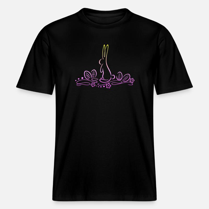 Easter Bunny Silhouette with Easter Eggs - RELAXED FIT Unisex Organic T-Shirt - black