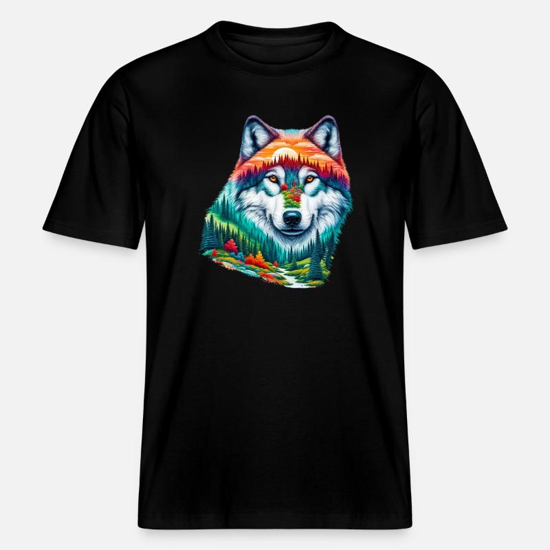 Wolf -  RELAXED FIT Unisex Organic T-Shirt - black