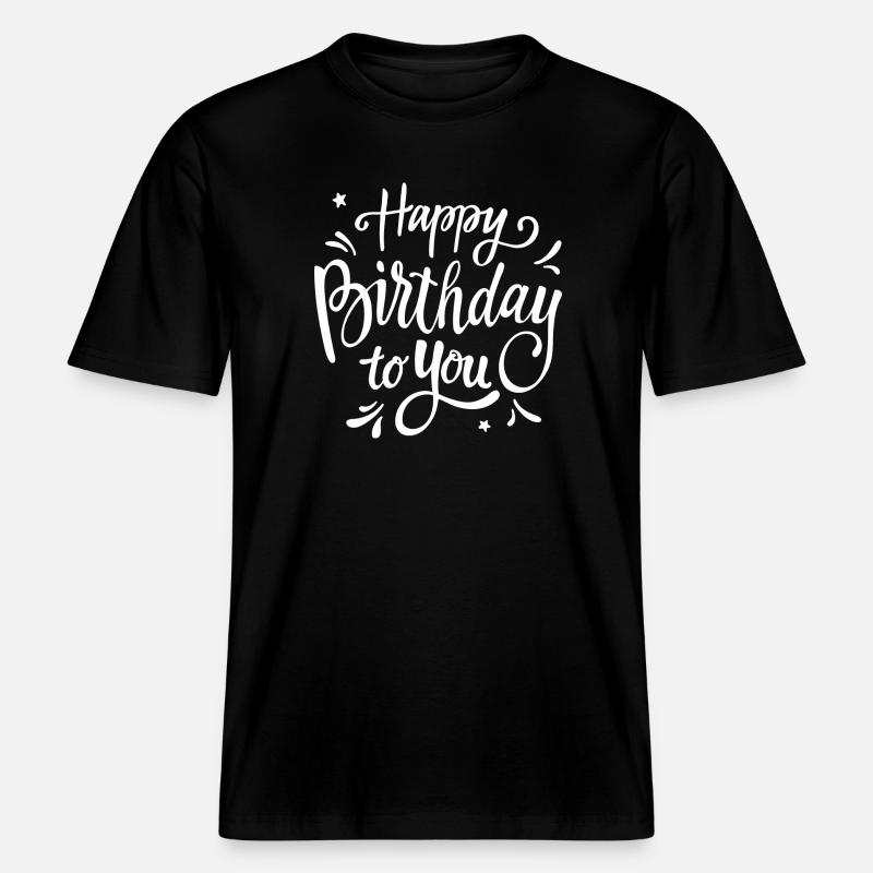 Birthday Script Handwritten Celebration -  RELAXED FIT Unisex Organic T-Shirt - black
