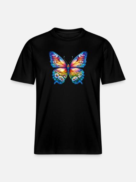 Butterfly flowers daisy daisies -  RELAXED FIT Unisex Organic T-Shirt - black