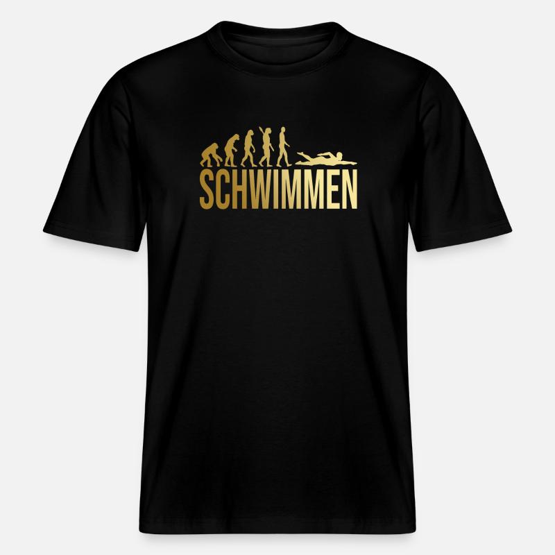Evolution Schwimmen -  RELAXED FIT Unisex Organic T-Shirt - Schwarz