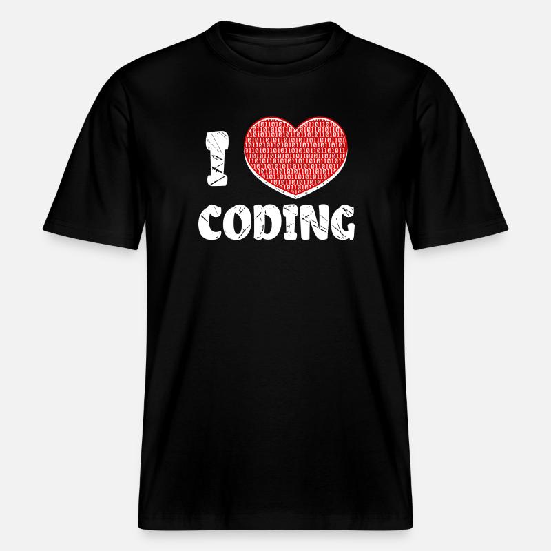 Developer Heart Coding Statement Programmer - RELAXED FIT Unisex Organic T-Shirt - black