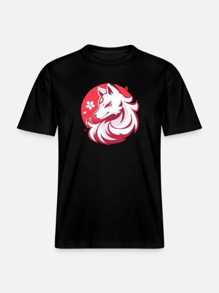 Asian Style White Fox - RELAXED FIT Unisex Organic T-Shirt - black