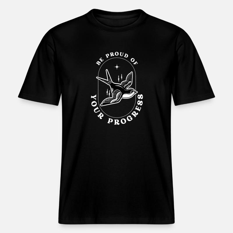 Soyez fier de vos progrès - T-shirt unisexe RELAXED FIT en coton bio - noir