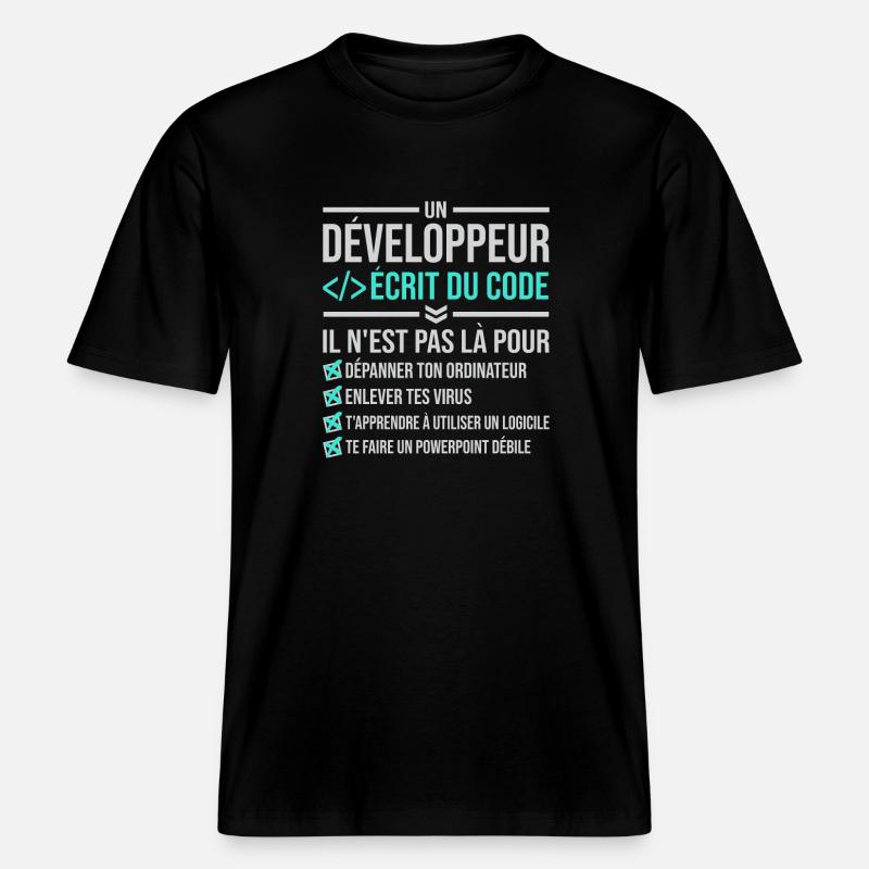 Developer Writing Code -  RELAXED FIT Unisex Organic T-Shirt - black