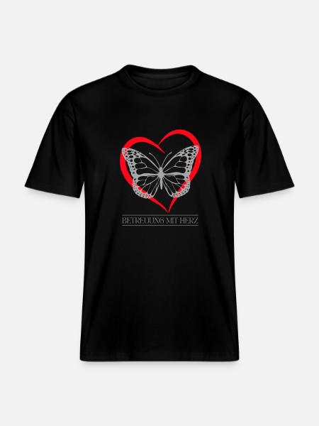 Schmetterling mit Herz - RELAXED FIT Unisex Organic T-Shirt - Schwarz