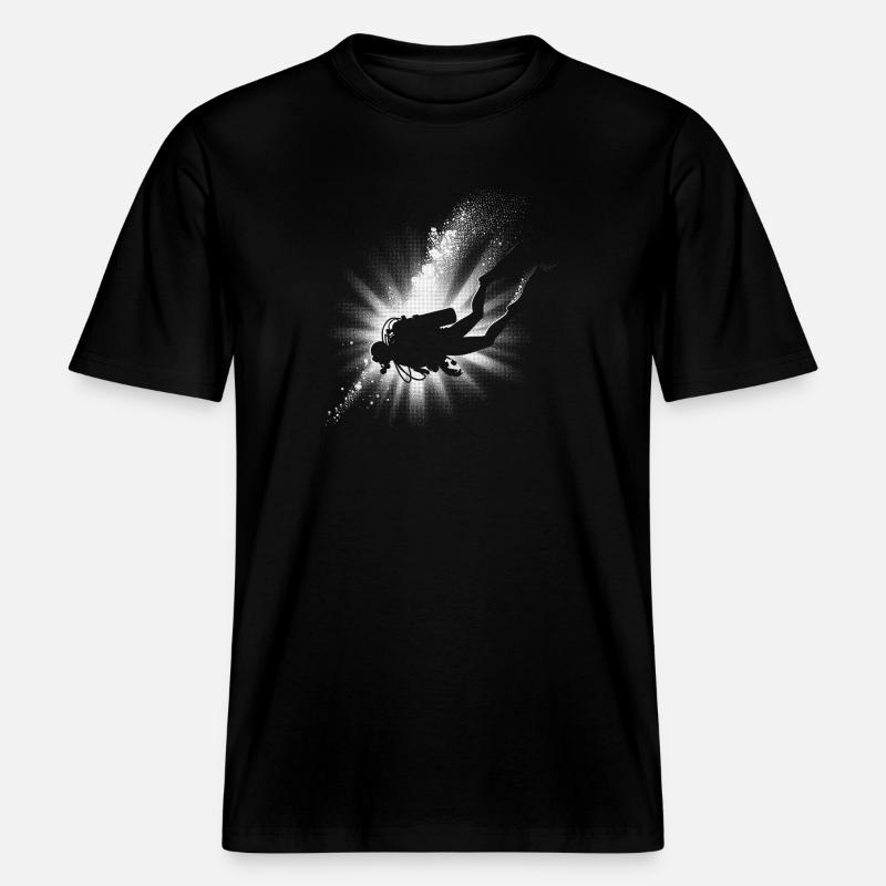 Plongée Light Beam Silhouette Design -  T-shirt unisexe RELAXED FIT en coton bio - noir