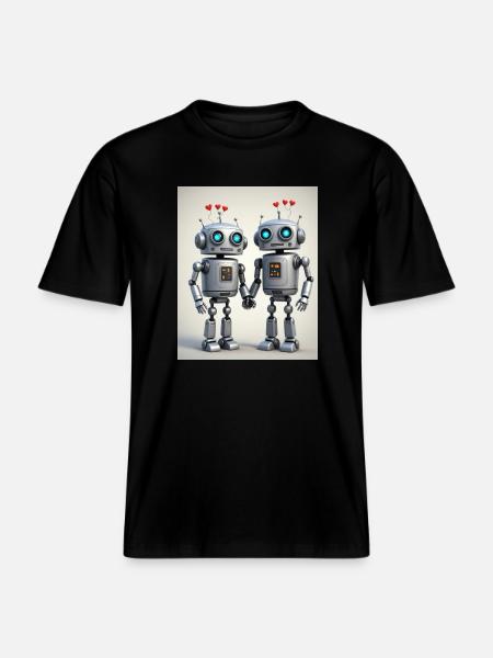 Robot Couple -  RELAXED FIT Unisex Organic T-Shirt - black