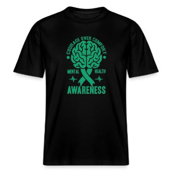 Depression Hilfe - Mental Breakdown -  RELAXED FIT Unisex Organic T-Shirt - Schwarz - Vorne - Alina (178cm) & Michal (187cm)