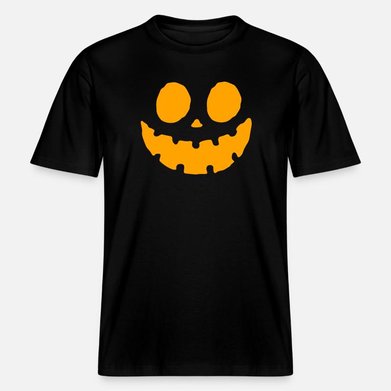 Conception de visage de citrouille d’Halloween - T-shirt unisexe RELAXED FIT en coton bio - noir