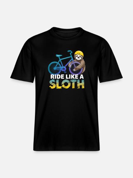 Sloth Biker with Helmet -  RELAXED FIT Unisex Organic T-Shirt - black