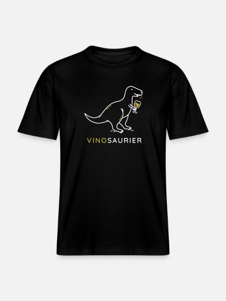 Vinosaurier mit Weinglas - RELAXED FIT Unisex Organic T-Shirt - Schwarz