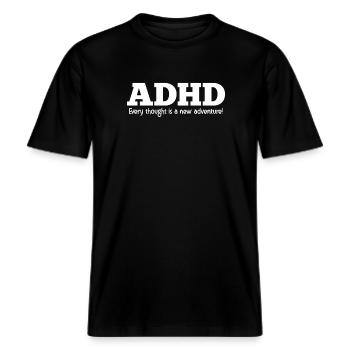 ADHS -  RELAXED FIT Unisex Organic T-Shirt - Schwarz - Vorne - Alina (178cm) & Michal (187cm)
