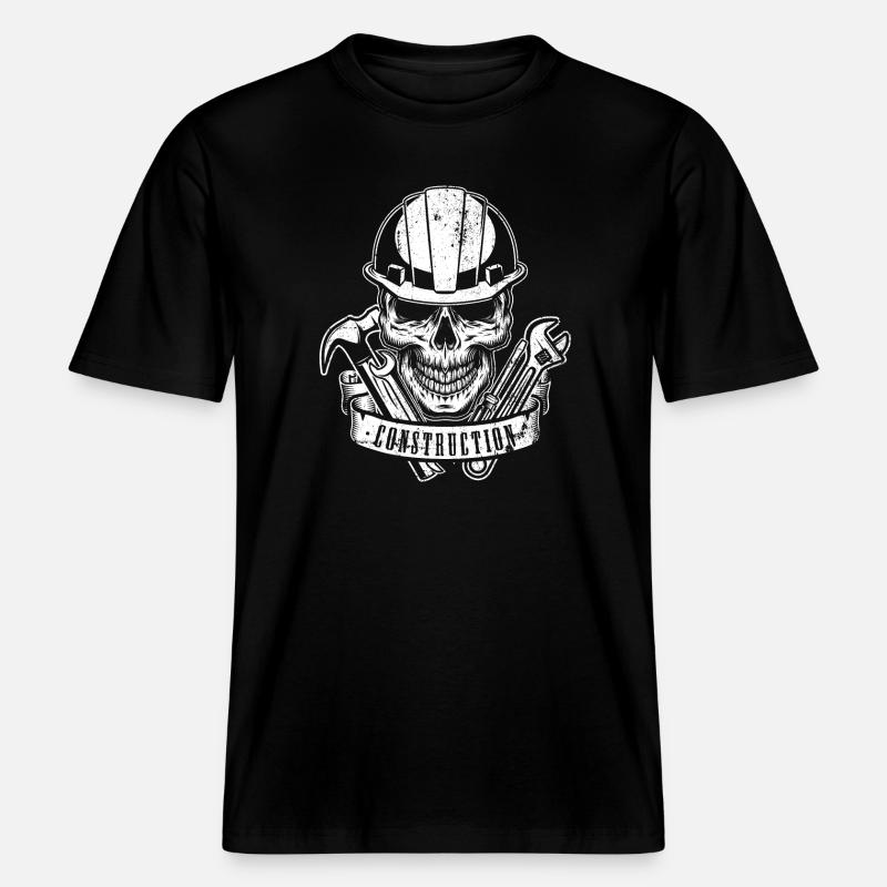 Skull Construction Gear -  RELAXED FIT Unisex Organic T-Shirt - black