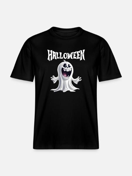 halloween, fantôme, fêter halloween -  T-shirt unisexe RELAXED FIT en coton bio - noir