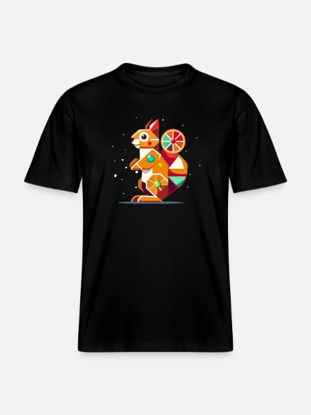 Geometrisches Eichhörnchen-farbenfroher Hingucker - RELAXED FIT Unisex Organic T-Shirt - Schwarz