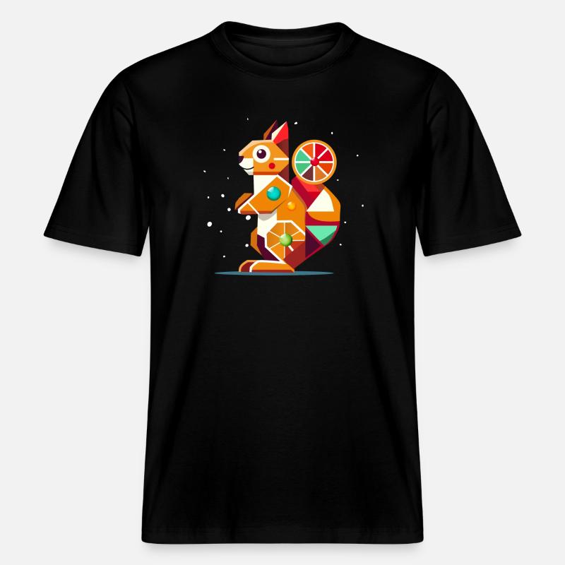 Geometrisches Eichhörnchen-farbenfroher Hingucker -  RELAXED FIT Unisex Organic T-Shirt - Schwarz