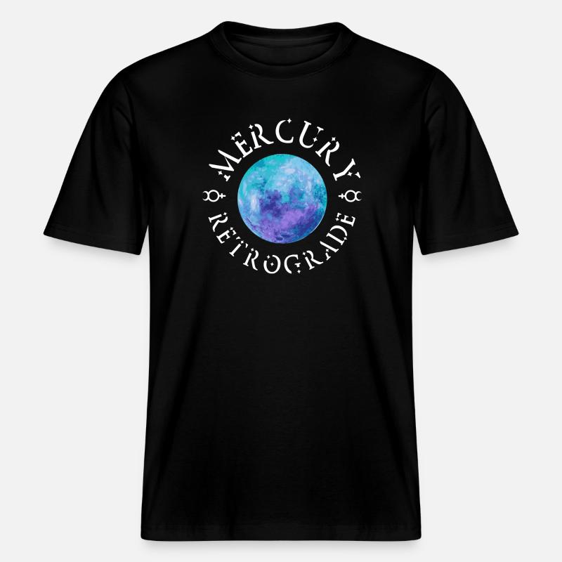 Mercury Retrograde White -  RELAXED FIT Unisex Organic T-Shirt - Schwarz
