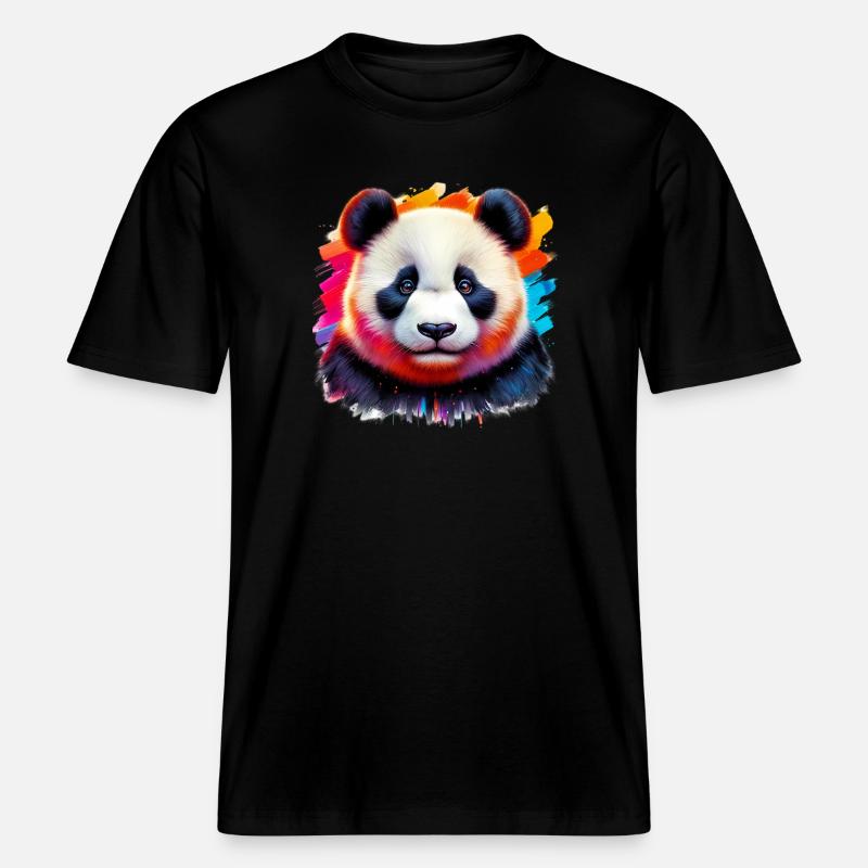 Panda -  T-shirt unisexe RELAXED FIT en coton bio - noir