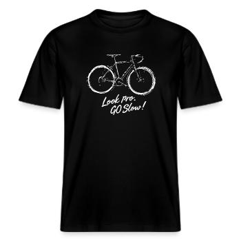 Lock Pro Go Slow Fahrrad -  RELAXED FIT Unisex Organic T-Shirt - Schwarz - Vorne - Alina (178cm) & Michal (187cm)