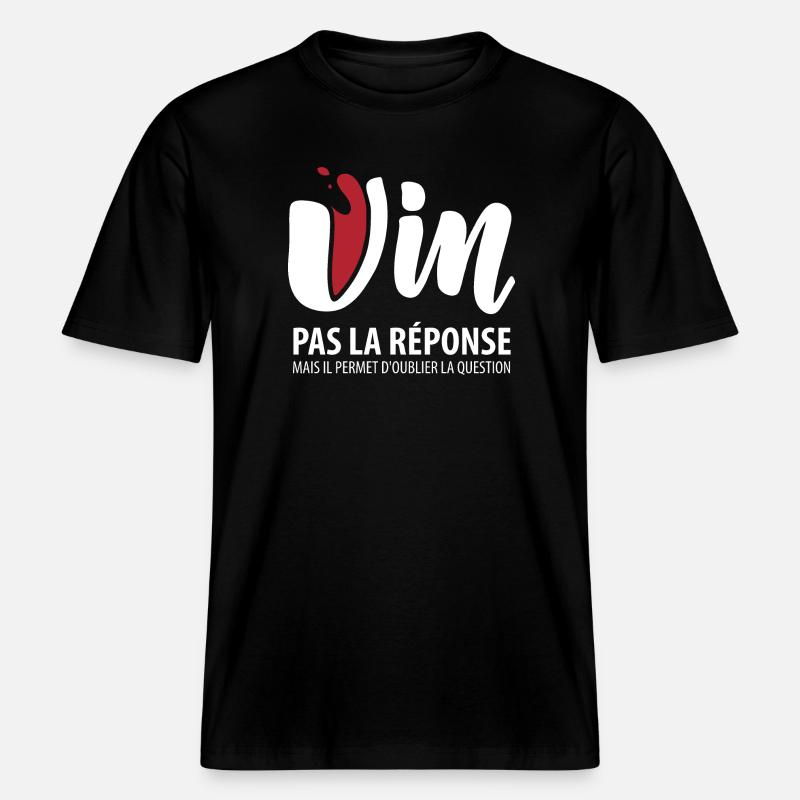 Vin pas la solution (foncé) -  T-shirt unisexe RELAXED FIT en coton bio - noir