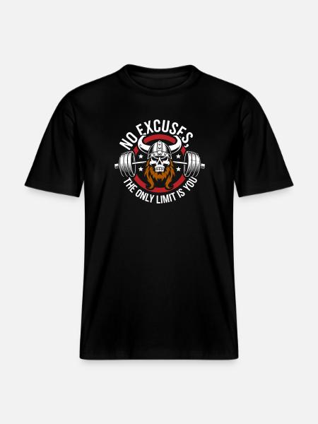 Viking Schedel Motiverende Gym Graphic -  Uniseks RELAXED FIT bio-T-shirt - zwart