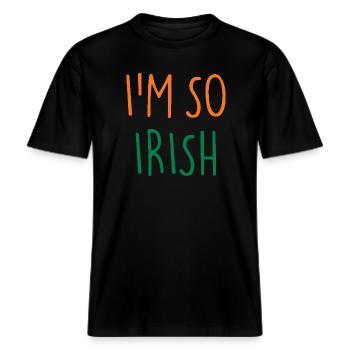JE SUIS TELLEMENT IRLANDAIS Irlande Irlande -  T-shirt unisexe RELAXED FIT en coton bio - noir - Devant - Alina (178cm) & Michal (187cm)