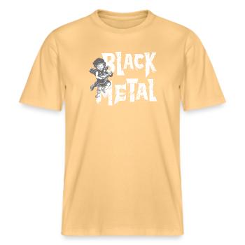 BLACK METAL -  RELAXED FIT Unisex Organic T-Shirt - Hellgelb - Vorne - Alina (178cm) & Michal (187cm)