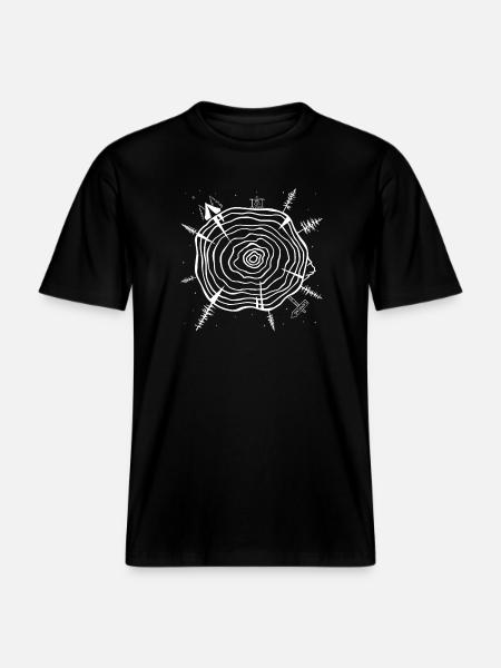 Minimalistischer Baumring Wald Design -  RELAXED FIT Unisex Organic T-Shirt - Schwarz