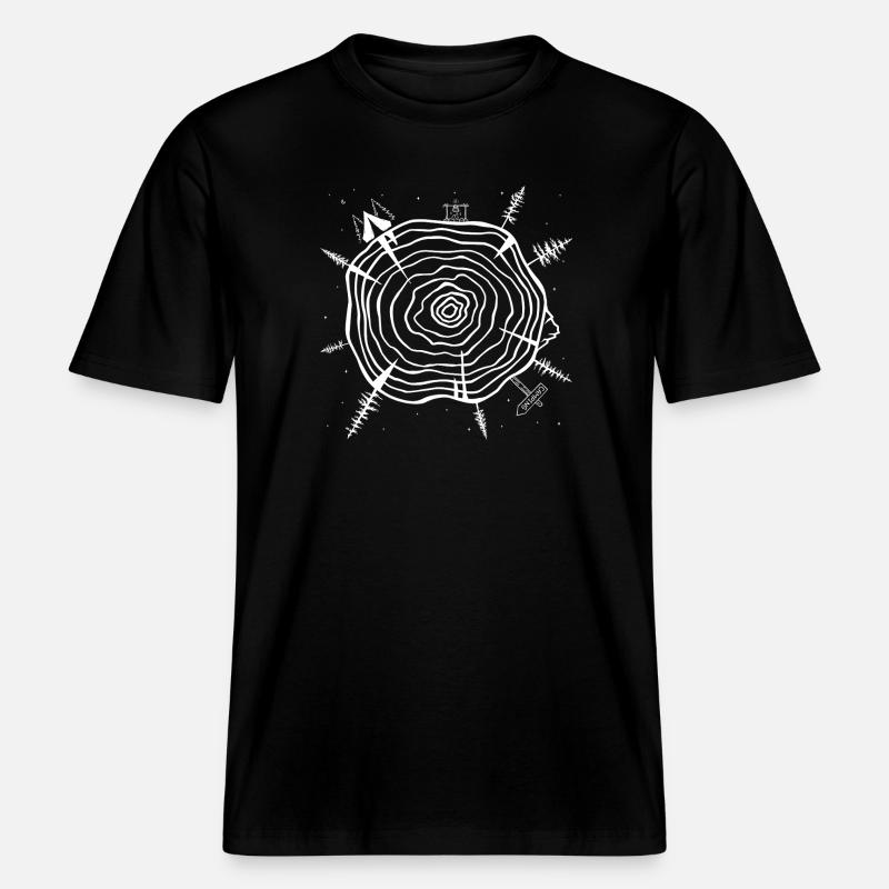 Minimalistischer Baumring Wald Design - RELAXED FIT Unisex Organic T-Shirt - Schwarz