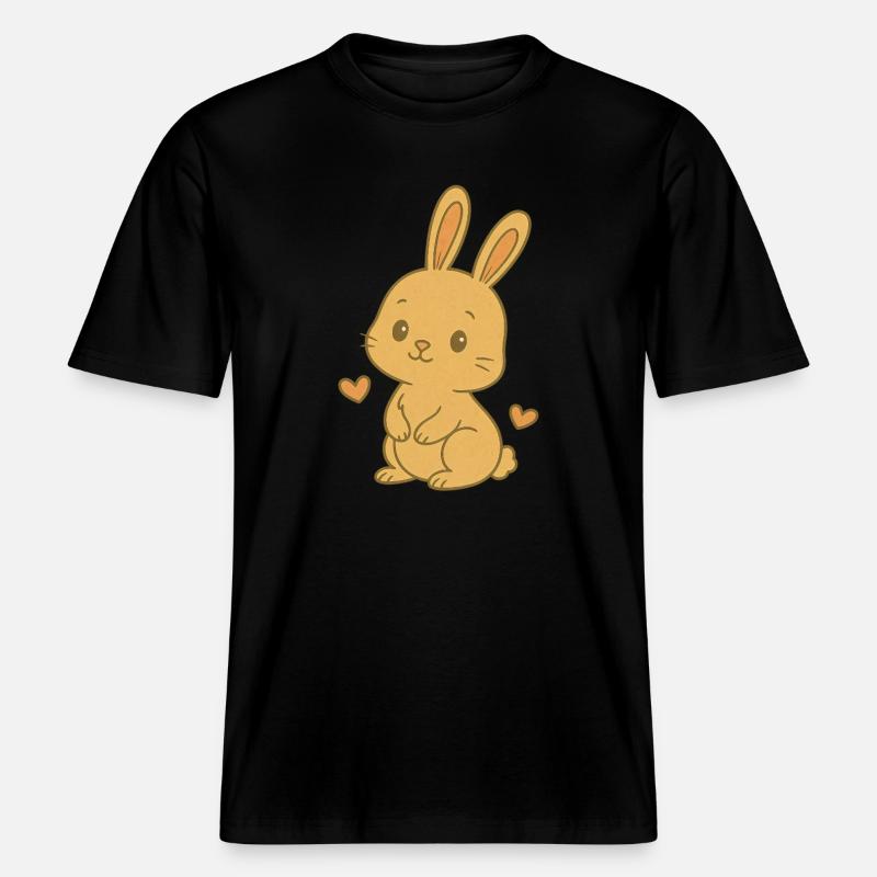 Bunny Bunny Spring Summer Easter Garden -  RELAXED FIT Unisex Organic T-Shirt - black