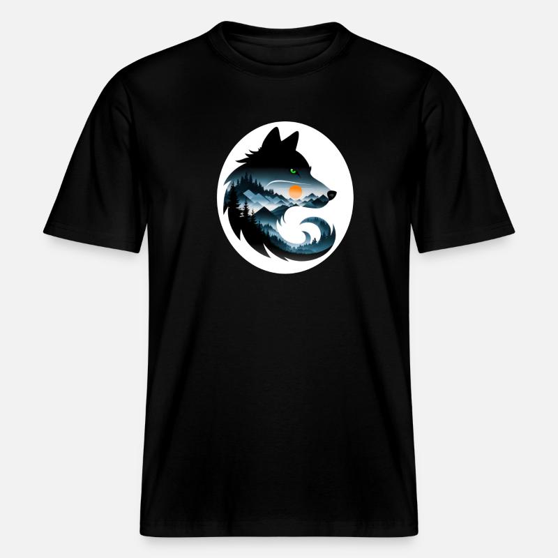 Wolf Landschaft -  RELAXED FIT Unisex Organic T-Shirt - Schwarz