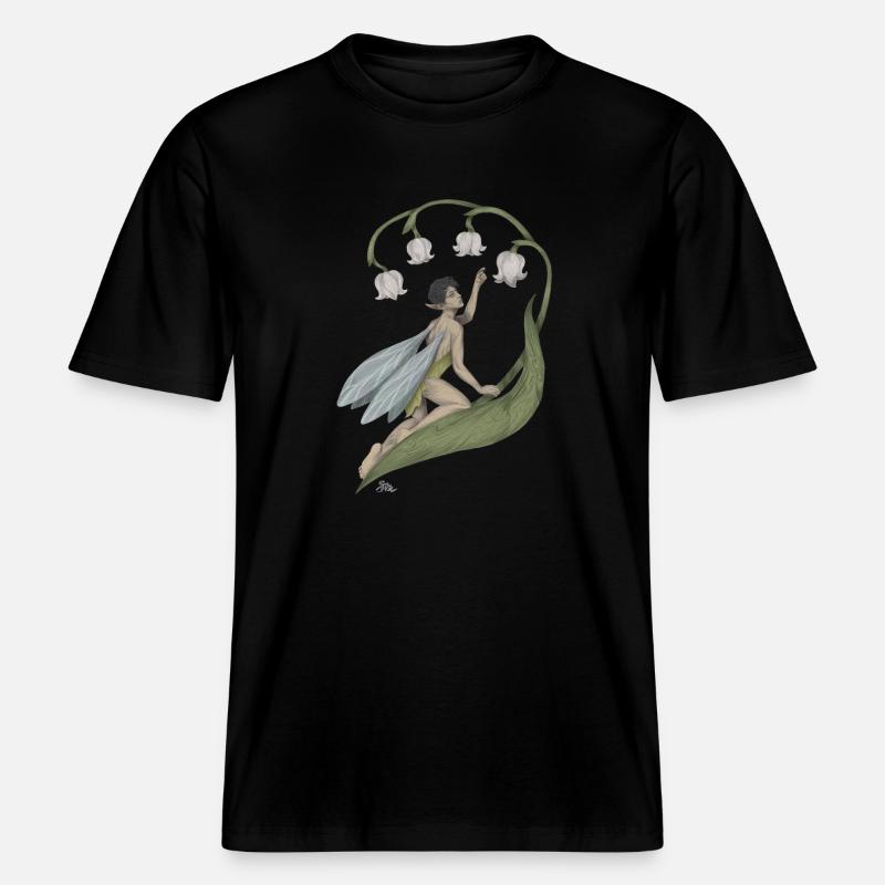 Pixie mit Maiglöckchen - RELAXED FIT Unisex Organic T-Shirt - Schwarz
