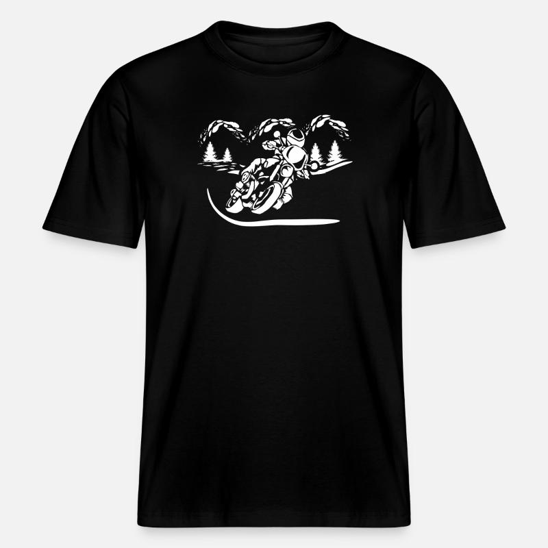 Motorcycle Forest Silhouette - RELAXED FIT Unisex Organic T-Shirt - black
