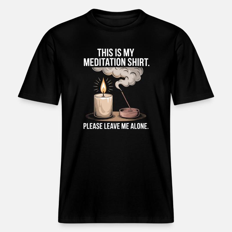 Funny Meditation Introvert Mindfulness Design - T-shirt unisexe RELAXED FIT en coton bio - noir