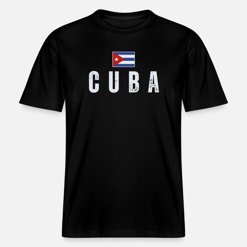 Drapeau cubain, j’adore Cuba - T-shirt unisexe RELAXED FIT en coton bio - noir