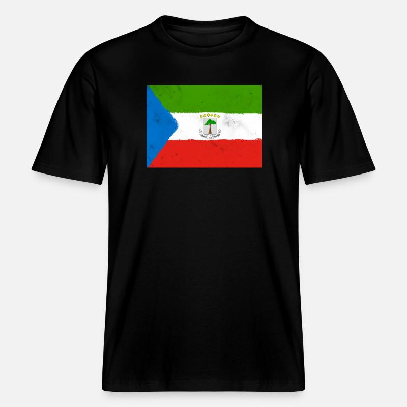 Drapeau de la Guinée équatoriale – Identité tropicale -  T-shirt unisexe RELAXED FIT en coton bio - noir