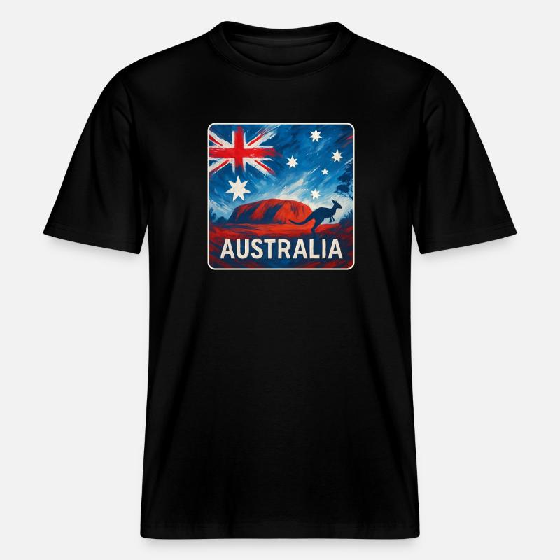 Conception de l’Outback australien - T-shirt unisexe RELAXED FIT en coton bio - noir
