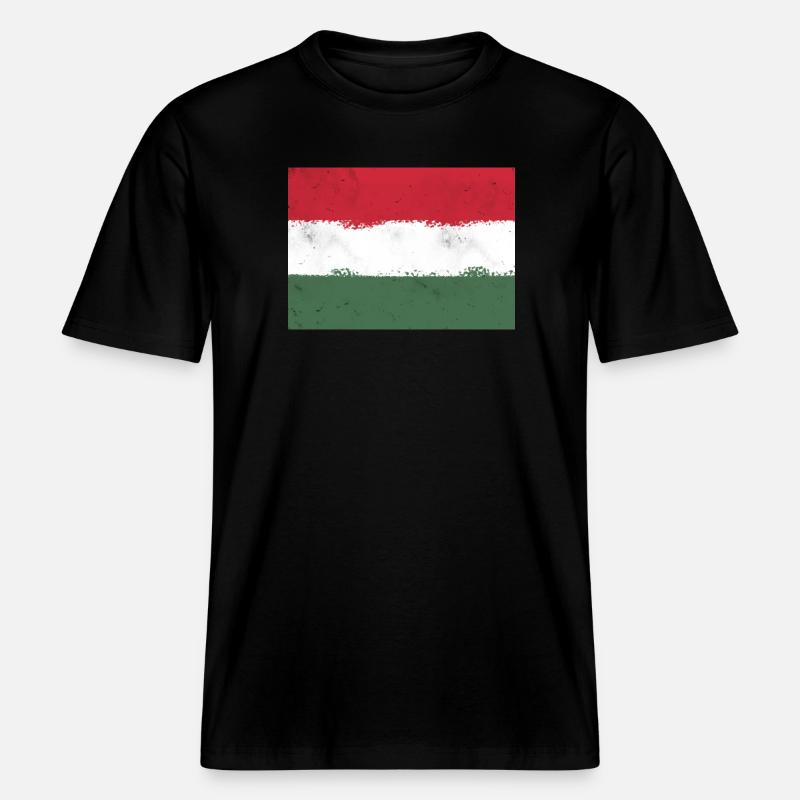 Drapeau de la Hongrie -  T-shirt unisexe RELAXED FIT en coton bio - noir