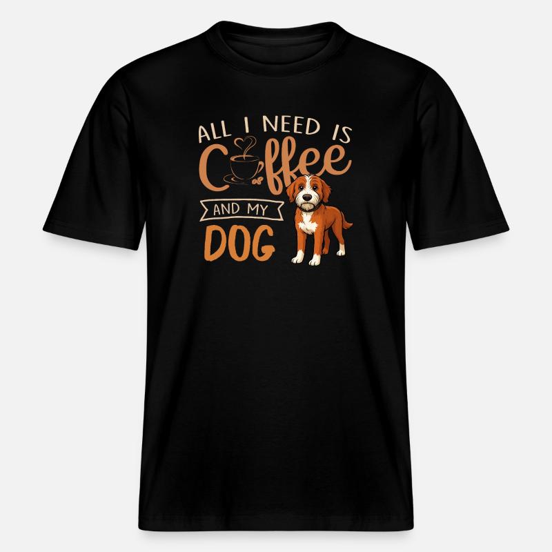 Café, chien et moi -  T-shirt unisexe RELAXED FIT en coton bio - noir